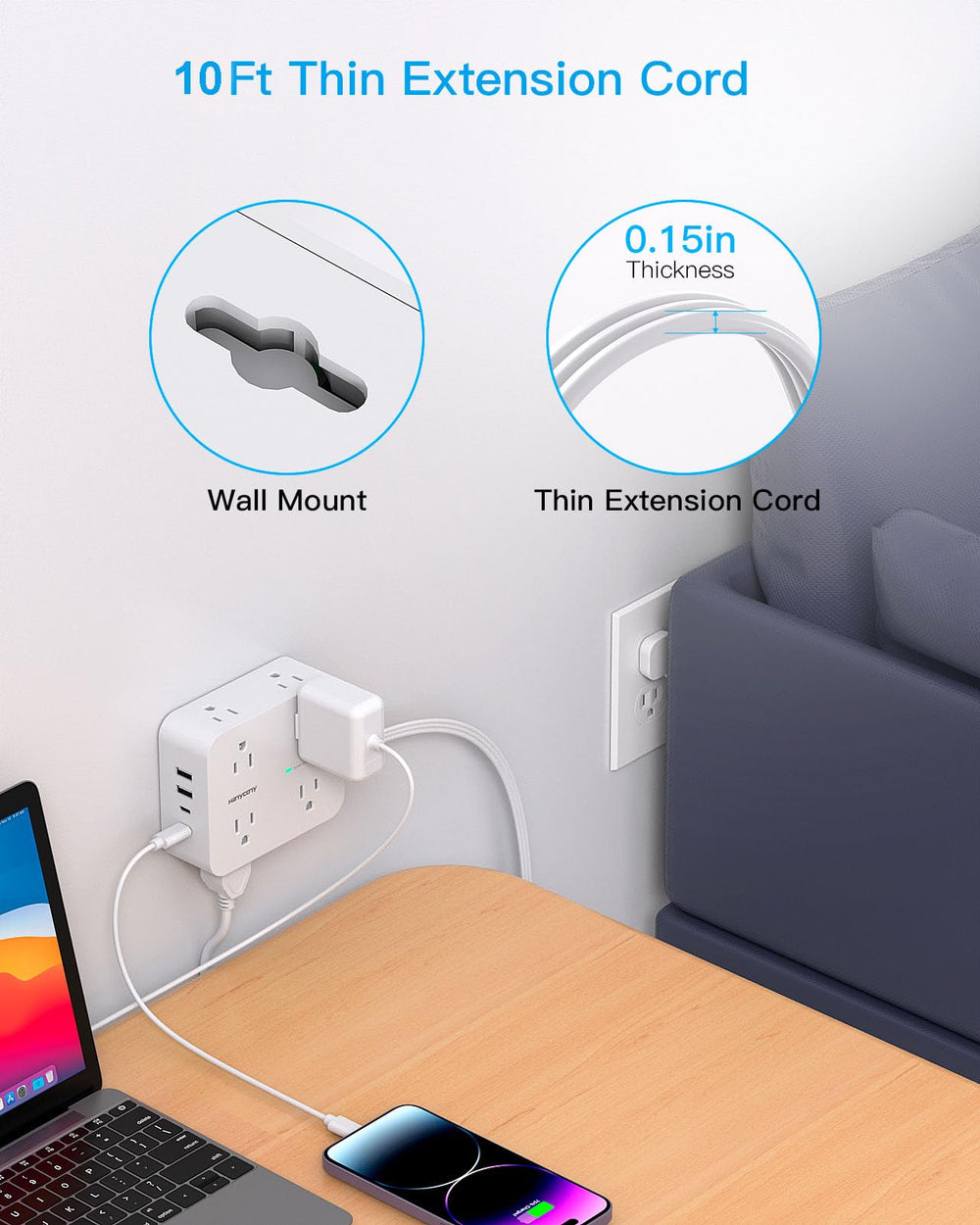 HANYCONY desk charging station ideal for home office and dorm rooms.