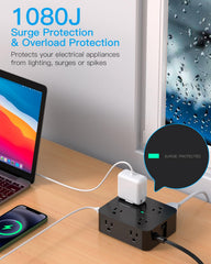 HANYCONY flat plug close to wall for furniture-free setup.