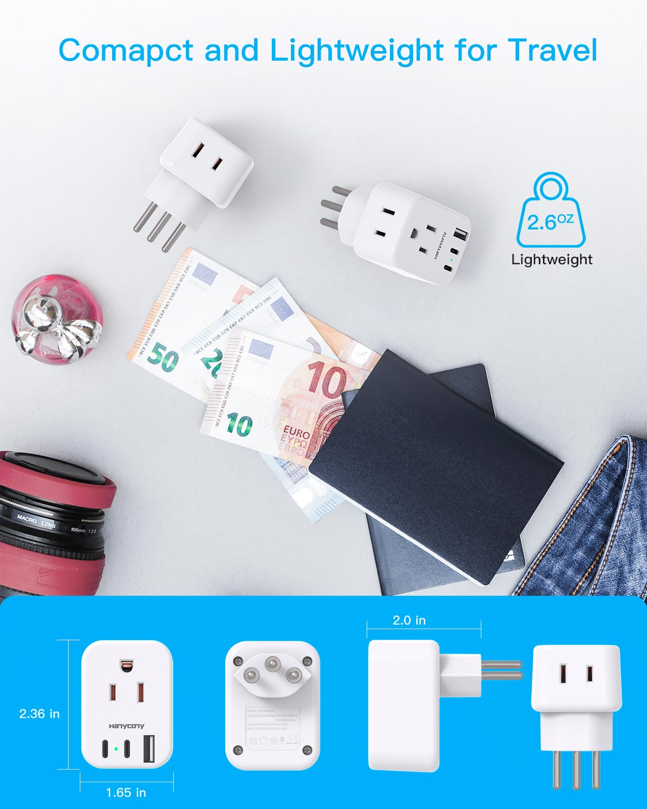 HANYCONY built-in indicator light helps check power status on the go.