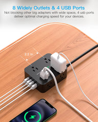 HANYCONY power strip features 900J surge protection for device safety.