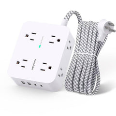 HANYCONY surge protector with eight outlets and four USB ports powers multiple devices at once