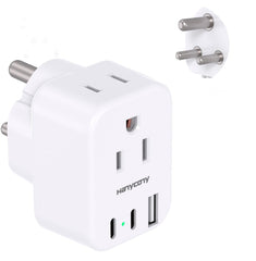 HANYCONY US-to-India plug adapter in compact travel design for easy packing.