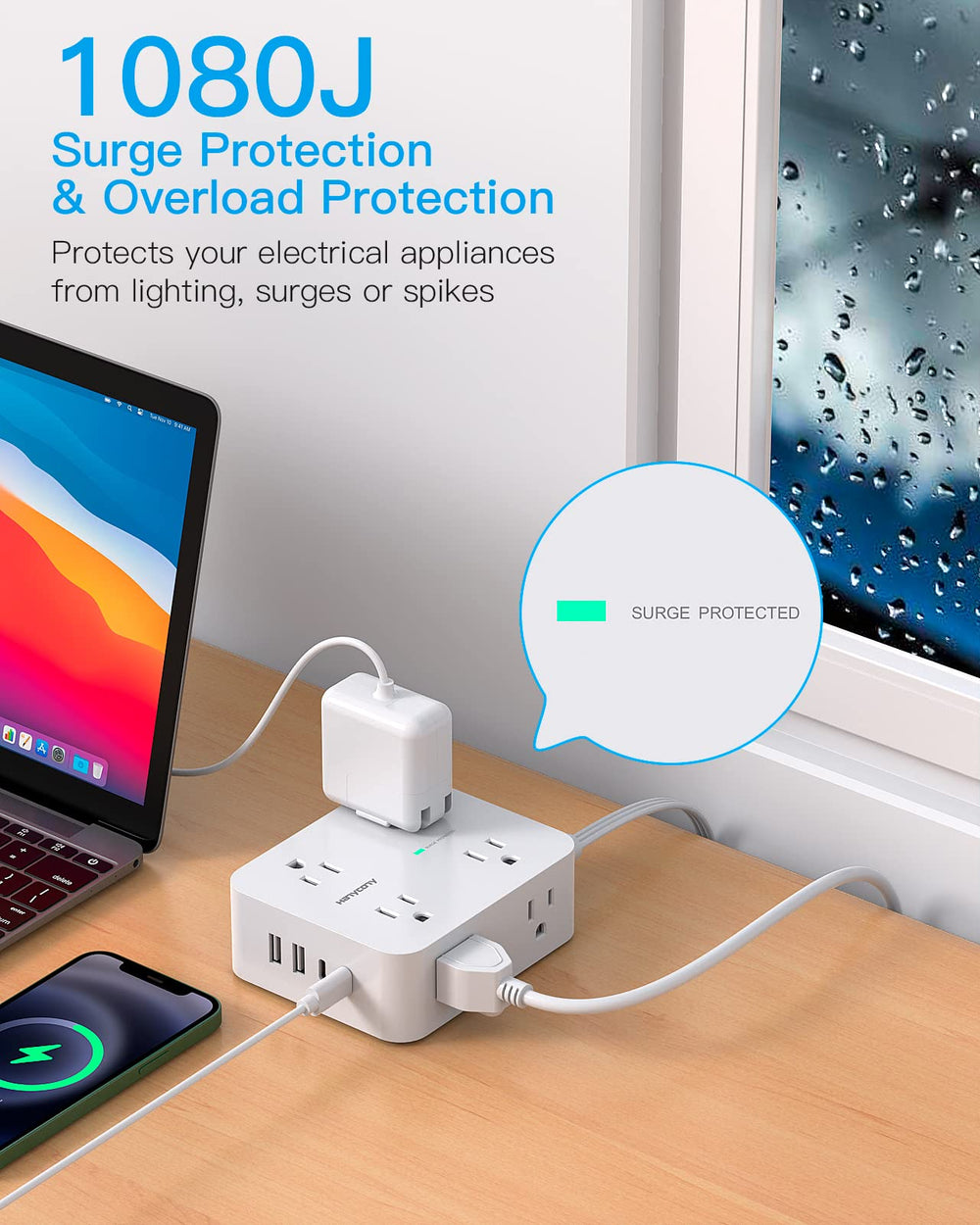HANYCONY USB-C charging ports provide fast charging for devices.