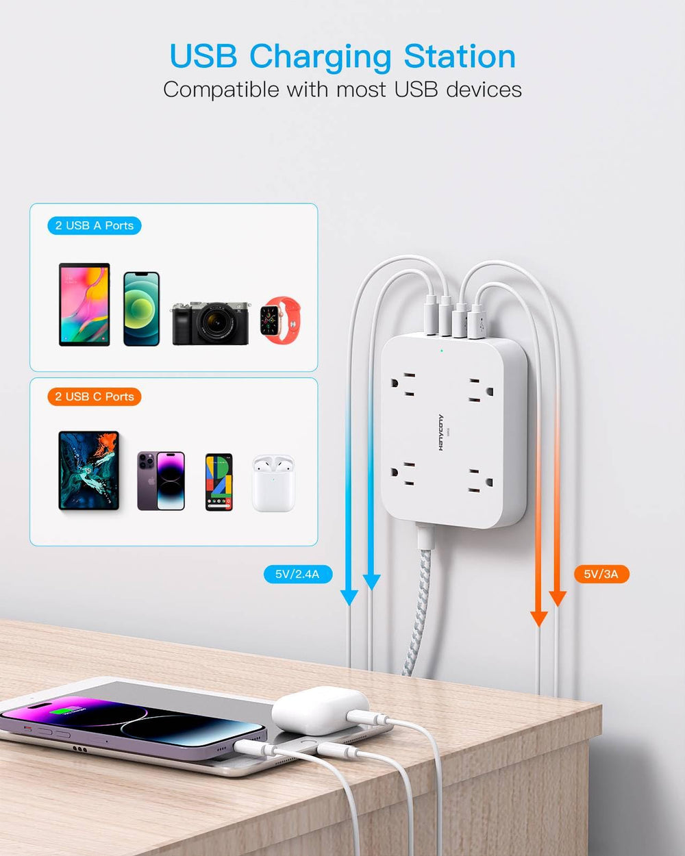 HANYCONY wall-mount desk station keeps a neat home office or dorm setup.