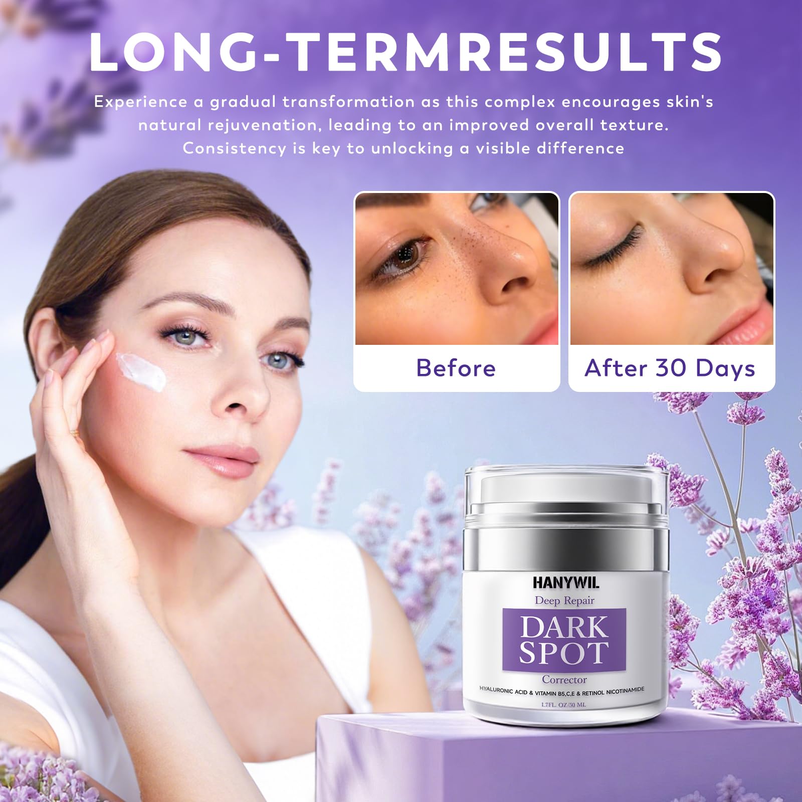 HANYWIL on-face application shows gentle spot-targeting for even skin