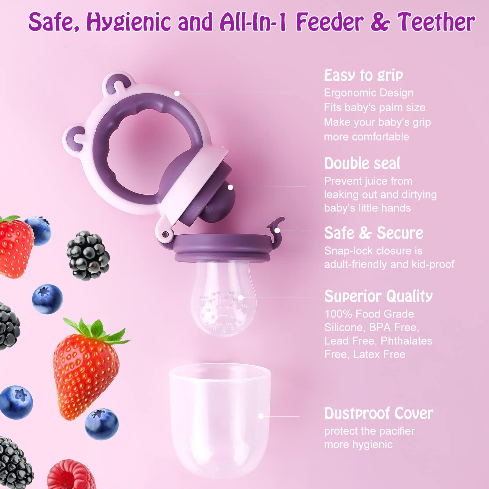 HAOBAOBEI silicone pouch close-up shows safe, even juice flow.