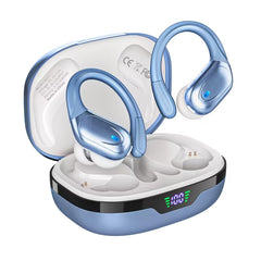 HAOYUYAN BX17 earbuds front view showing secure fit for sports sessions