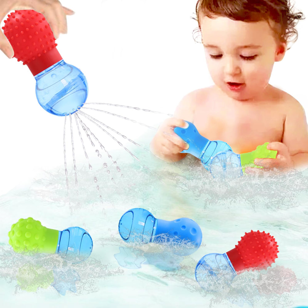 HAPATOYS 3Pack bath toys with squirting jets for toddlers during bath time