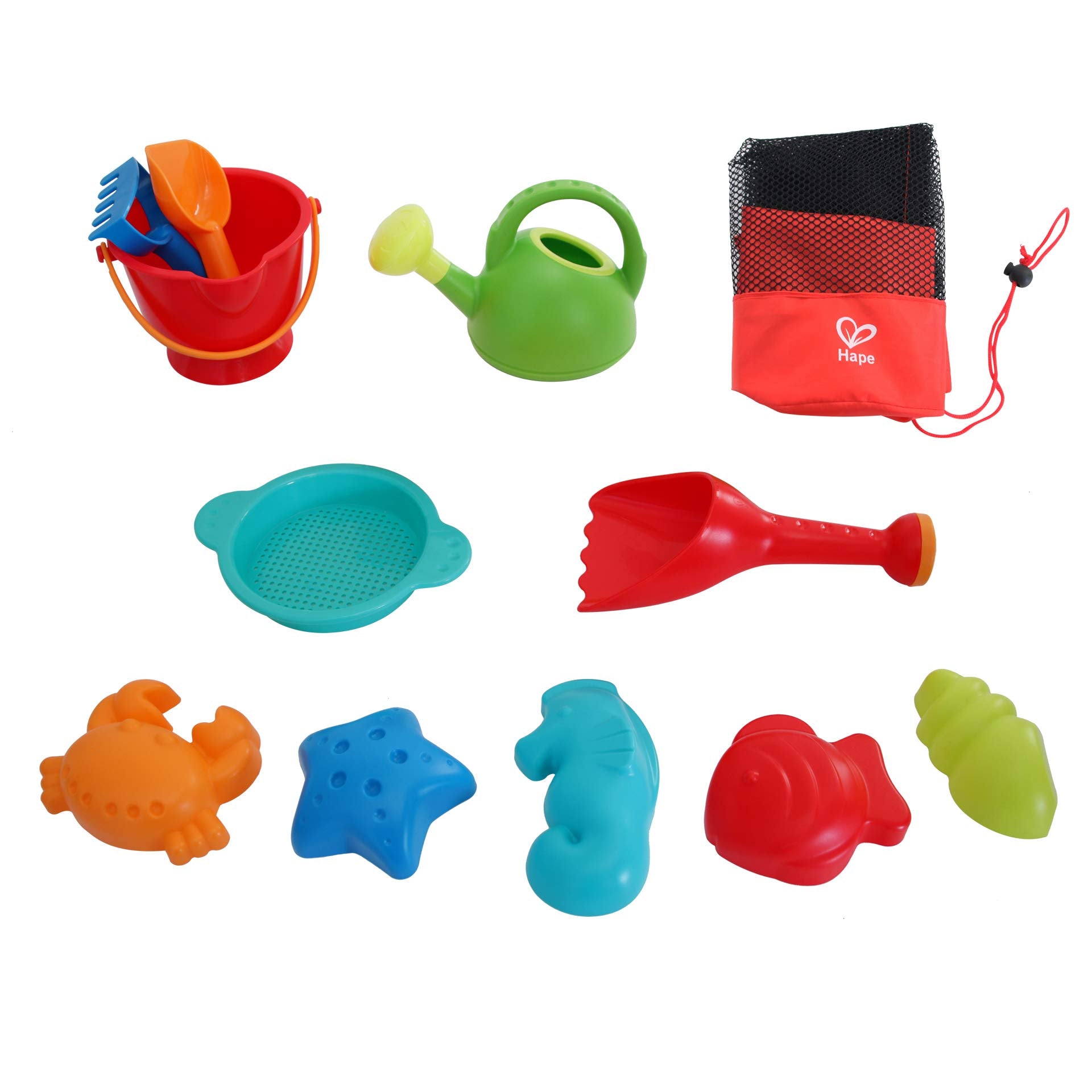 Five sand molds from Hape spark creative sand shaping adventures