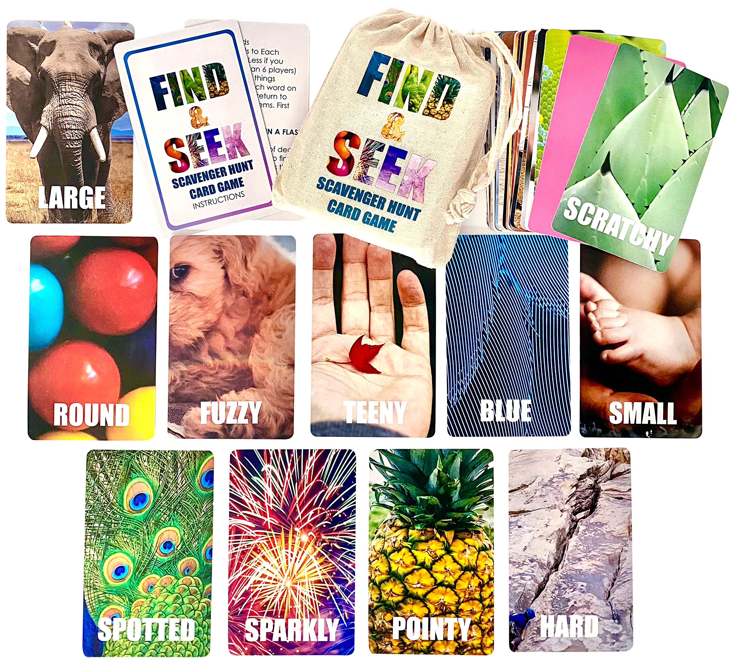 Hapinest Find and Seek instruction cards guiding easy family play sessions.
