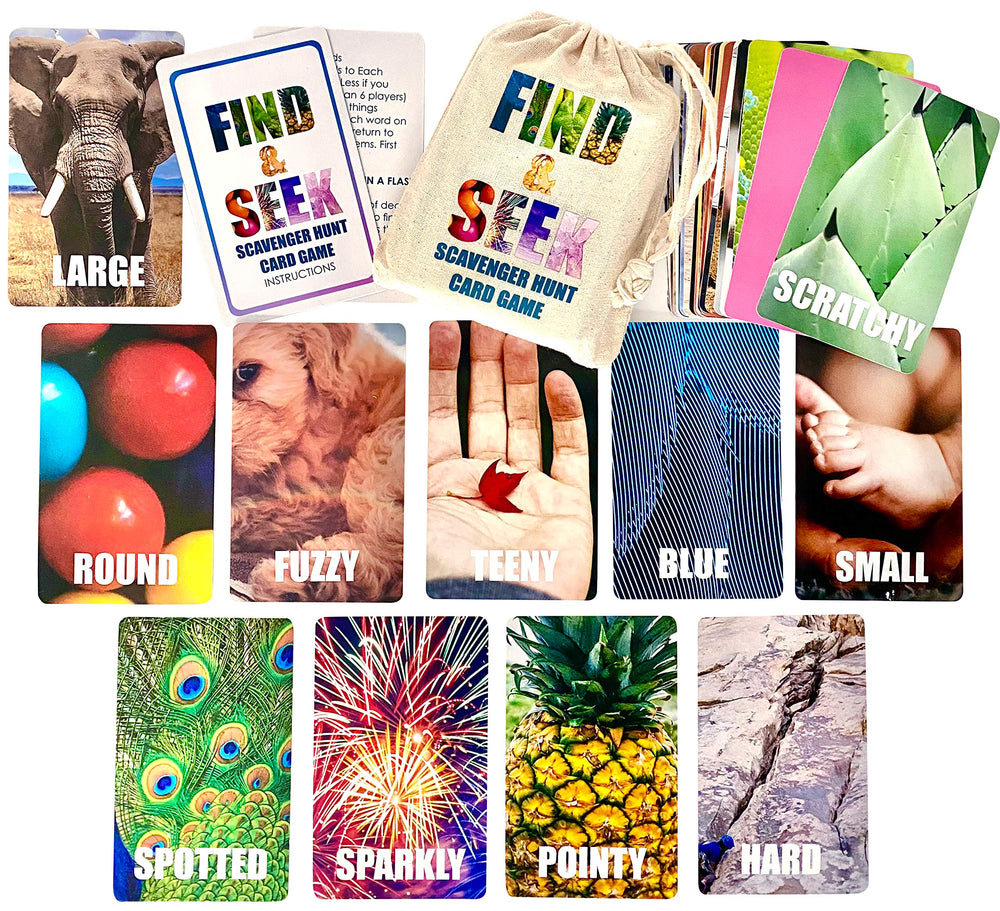 Hapinest Find and Seek instruction cards guiding easy family play sessions.