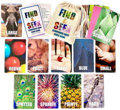 Hapinest Find and Seek instruction cards guiding easy family play sessions.