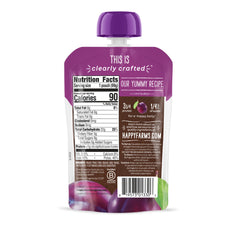 Happy Baby Organics silky prune puree texture in Stage 1 pouch, ideal for tiny tastes.