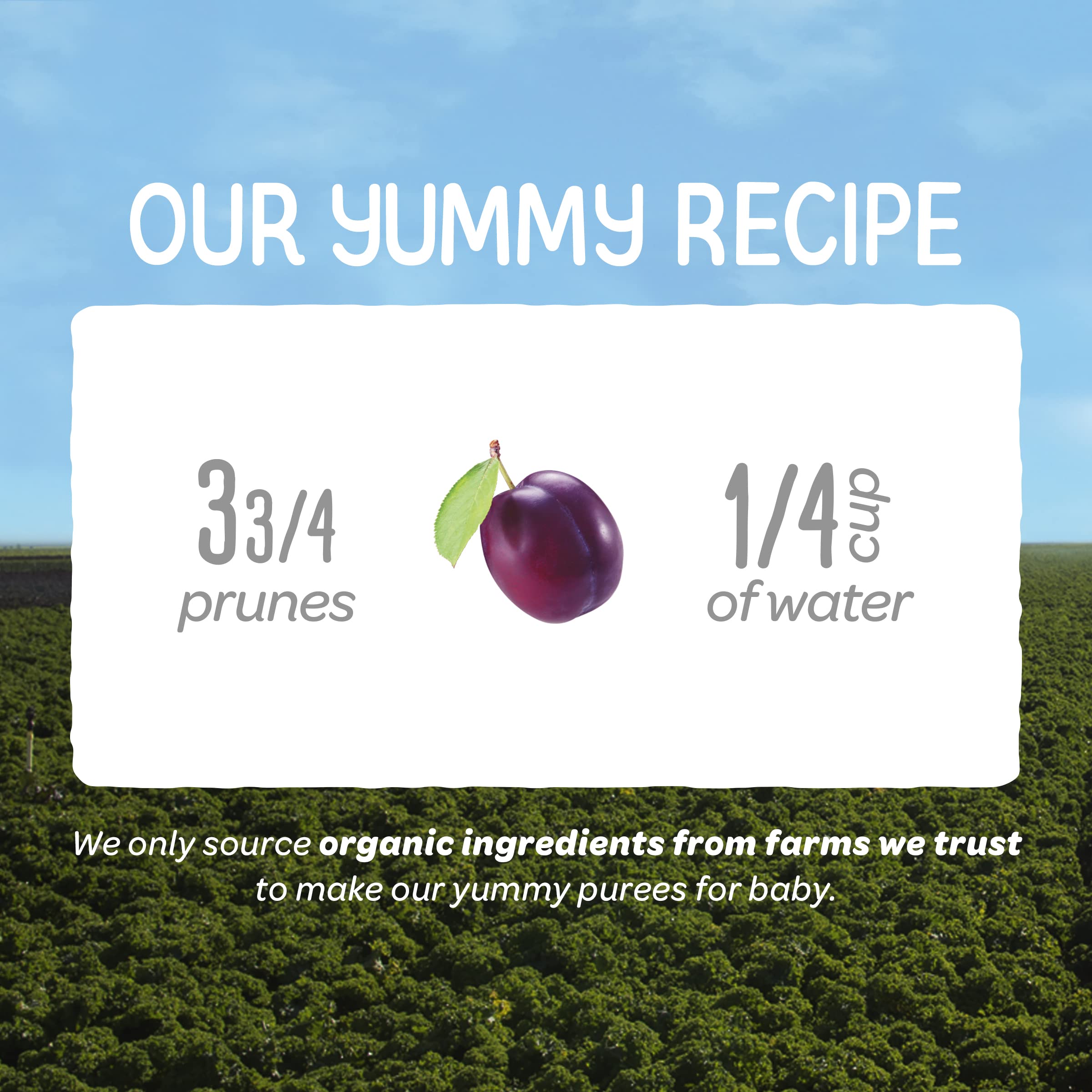 Happy Baby Organics transparent packaging reveals vibrant ingredients.