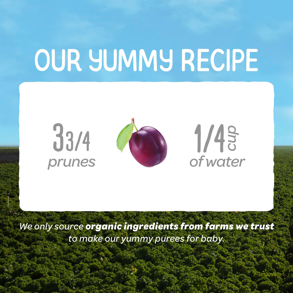 Happy Baby Organics transparent packaging reveals vibrant ingredients.