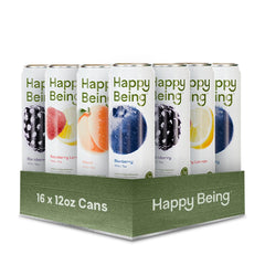 Happy Being White Tea Blueberry bottle pour highlighting antioxidant rich flavor.