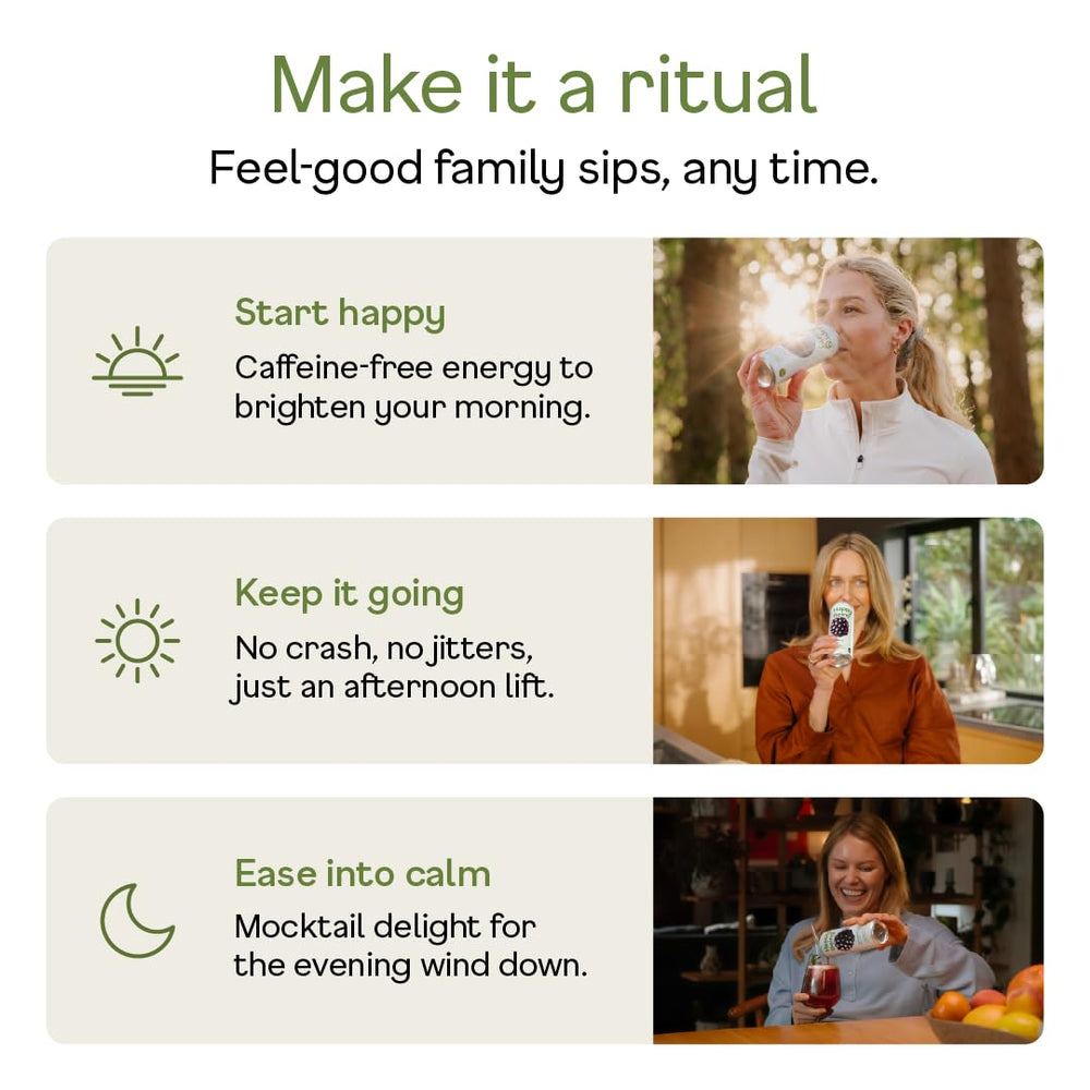 Happy Being White Tea lifestyle shot captures a mindful, plant based refreshment moment.