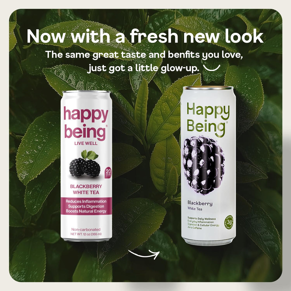 Happy Being White Tea Peach bottle pour delivers refreshing aroma and caffeine free sip.