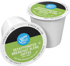 Happy Belly decaf breakfast blend pods ready for a smooth morning cup
