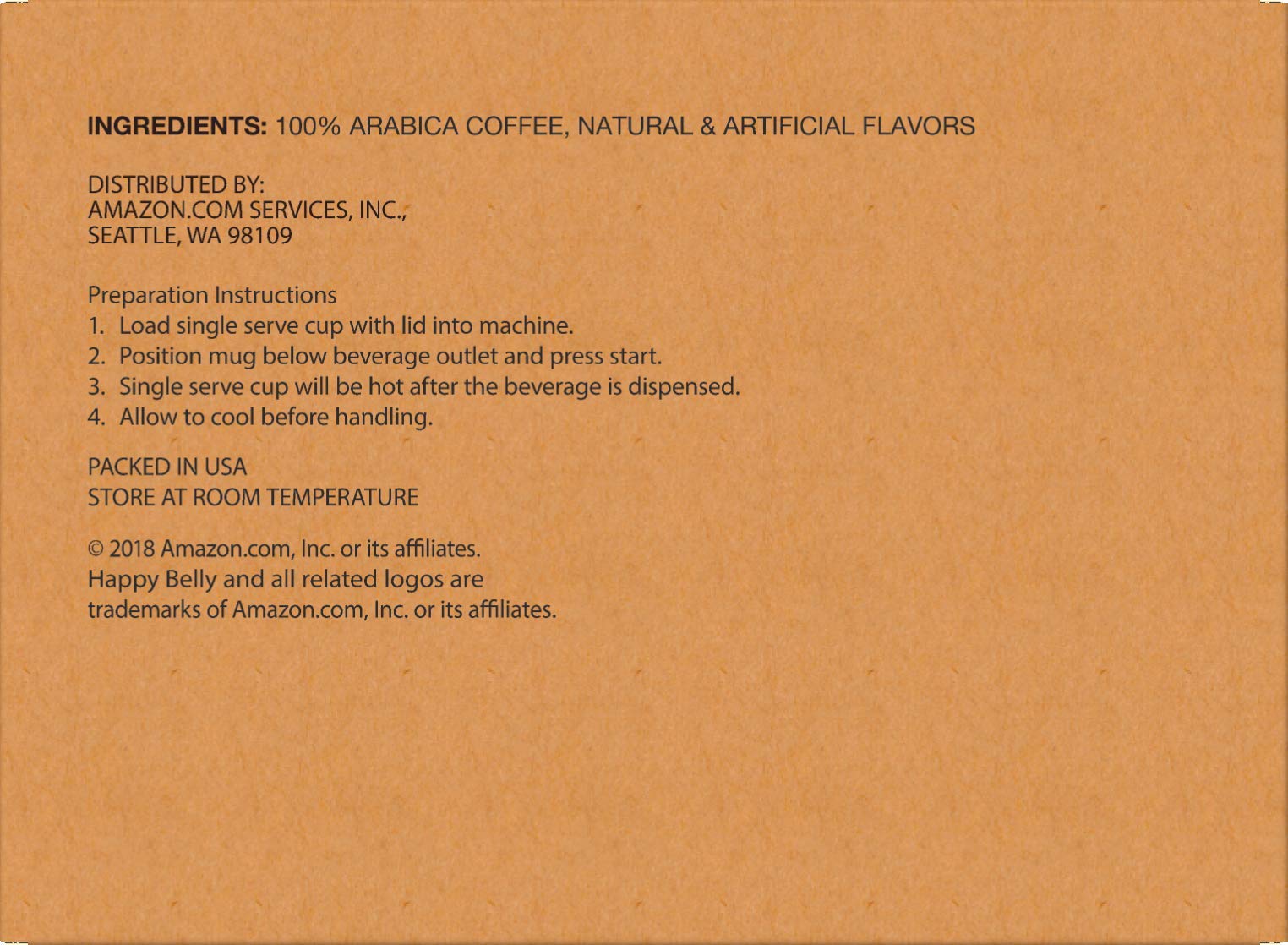 Happy Belly coffee sourced from select farms worldwide for distinctive taste.