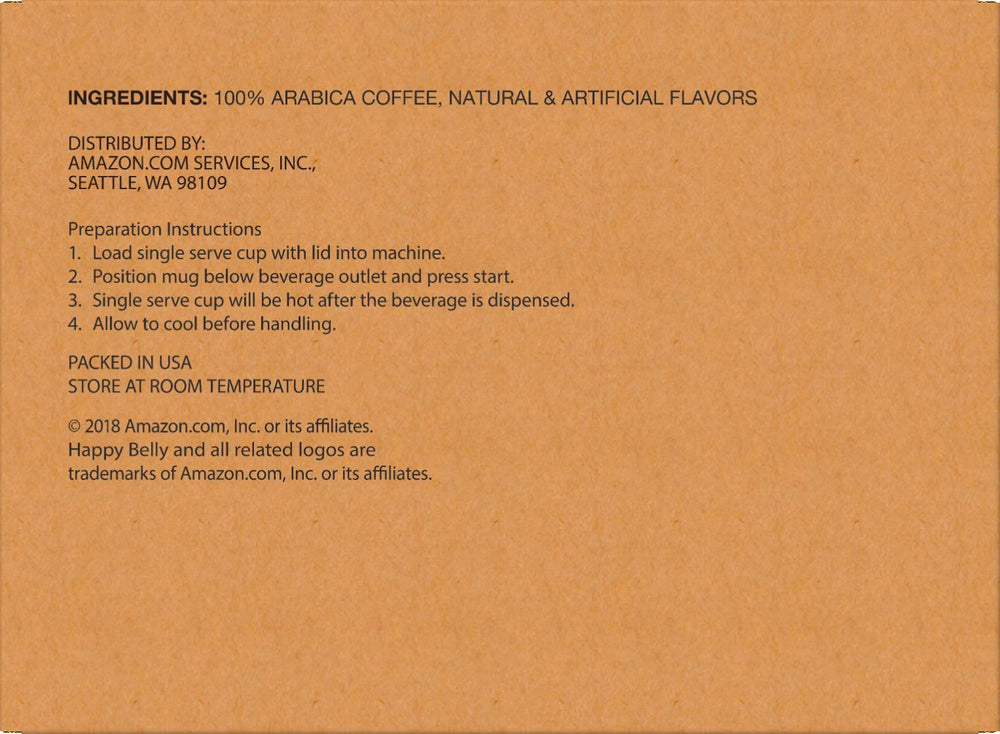 Happy Belly coffee sourced from select farms worldwide for distinctive taste.