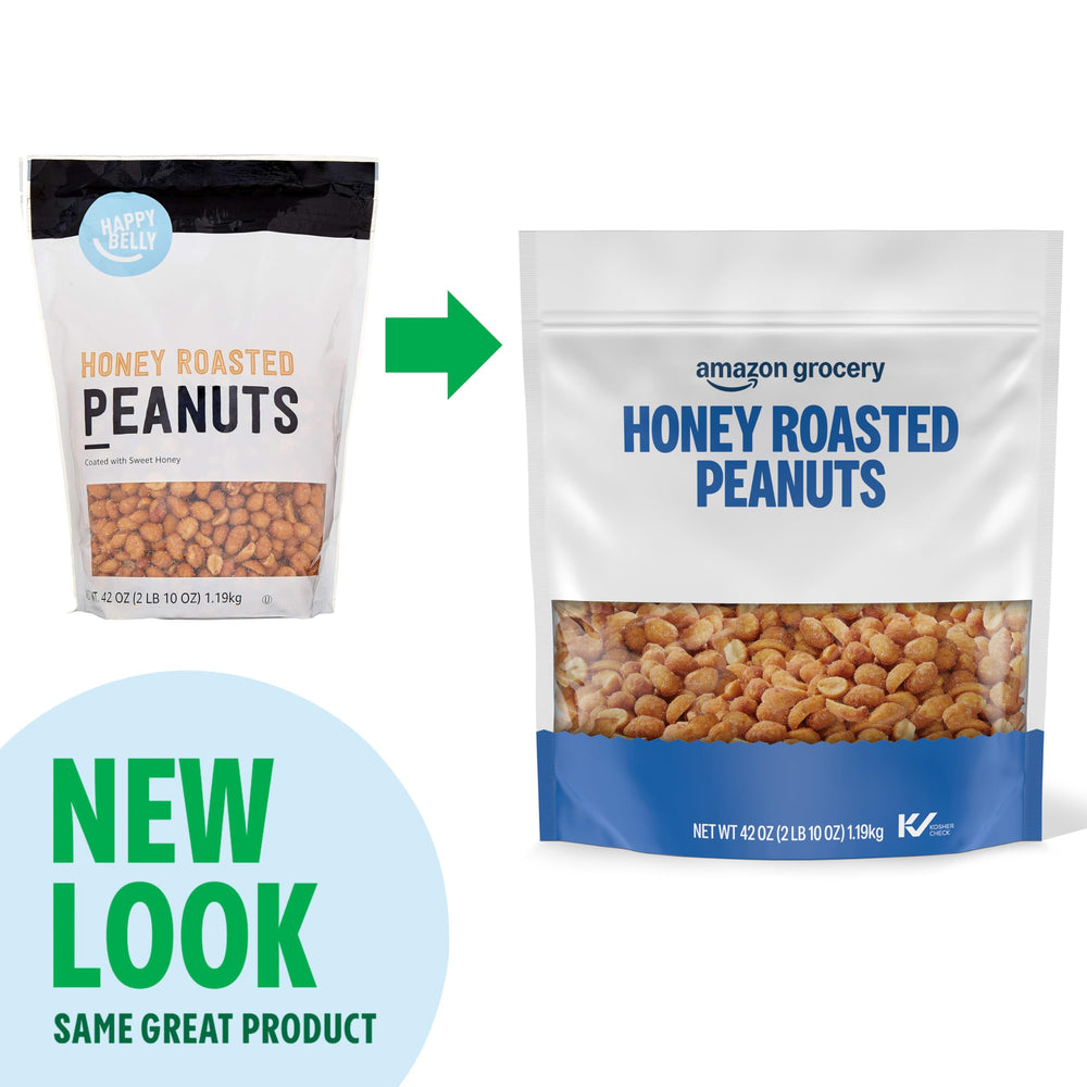 Serving bowl filled with Happy Belly honey roasted peanuts for a snack.