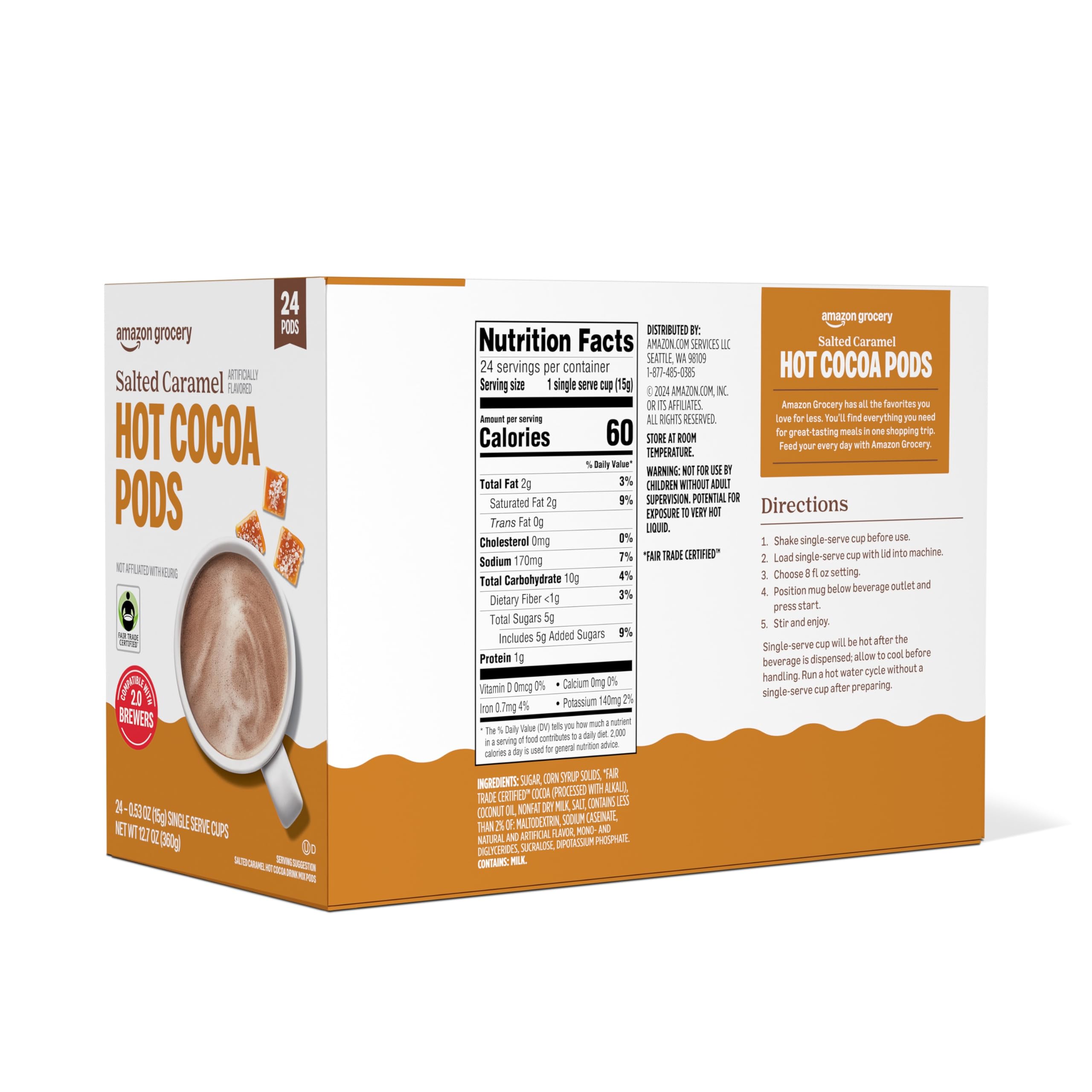 Happy Belly hot cocoa pods close-up highlighting creamy texture and inviting aroma.