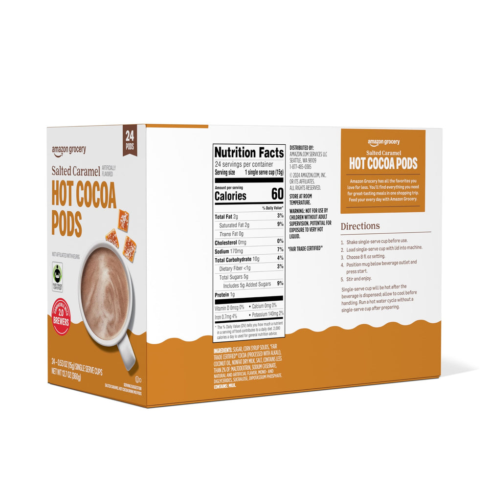 Happy Belly hot cocoa pods close-up highlighting creamy texture and inviting aroma.