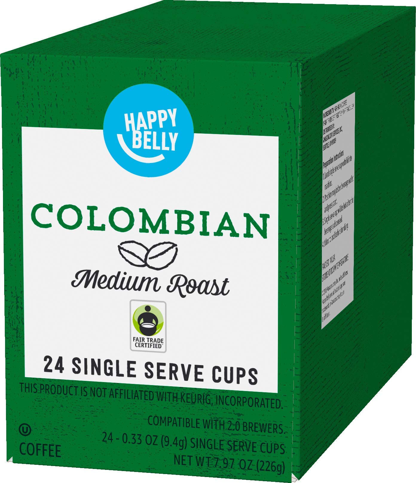 Happy Belly medium roast flavor with floral notes.