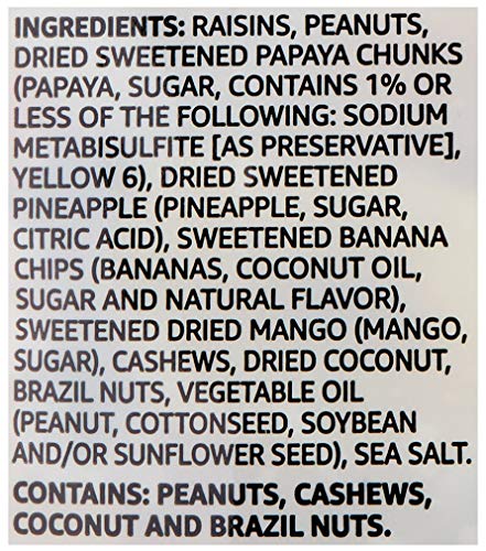 Happy Belly Tropical Trail Mix bag open showing resealable design.
