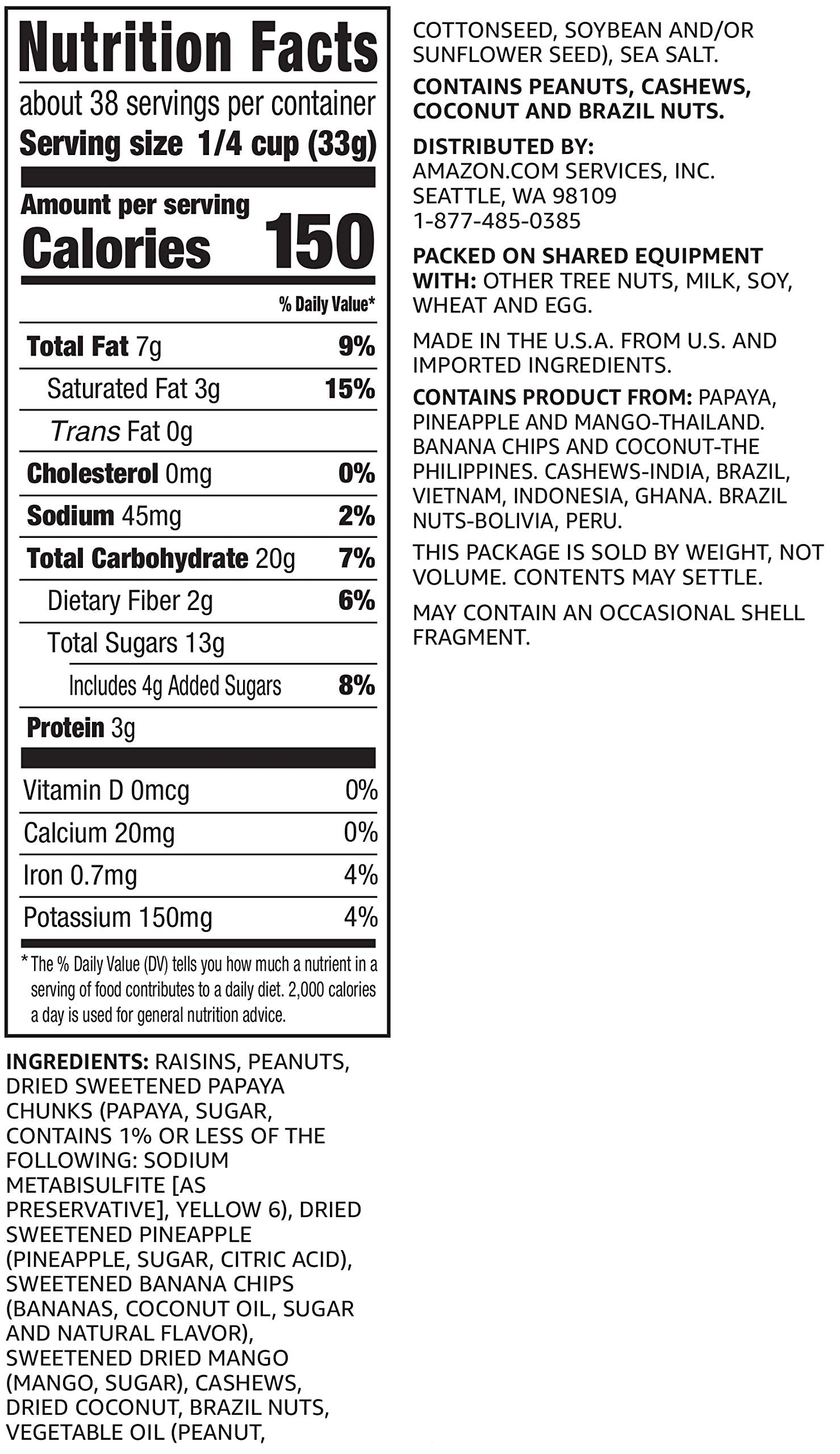 Happy Belly Tropical Trail Mix ingredients closeup featuring pineapple, mango, and raisins.