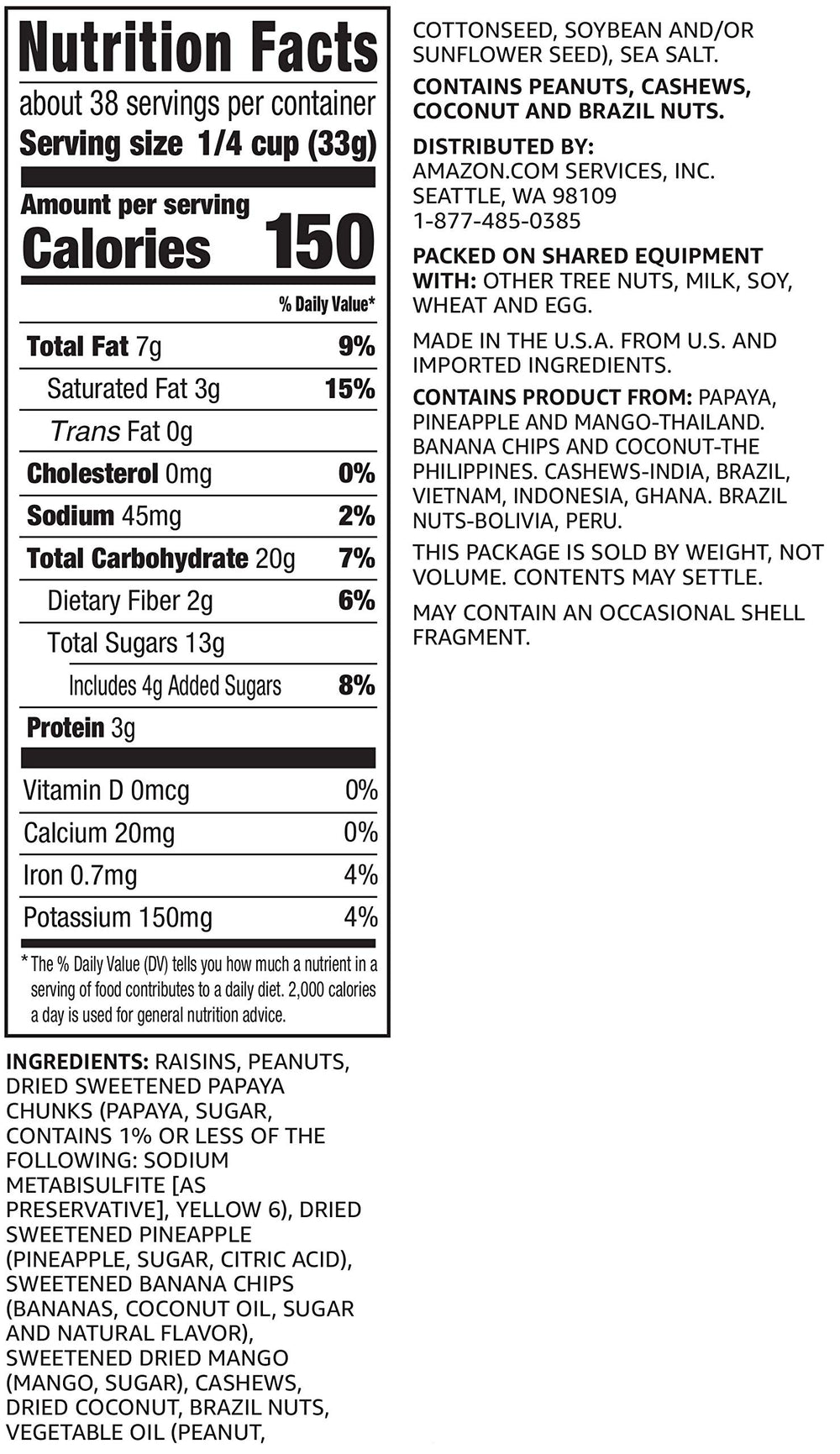 Happy Belly Tropical Trail Mix ingredients closeup featuring pineapple, mango, and raisins.