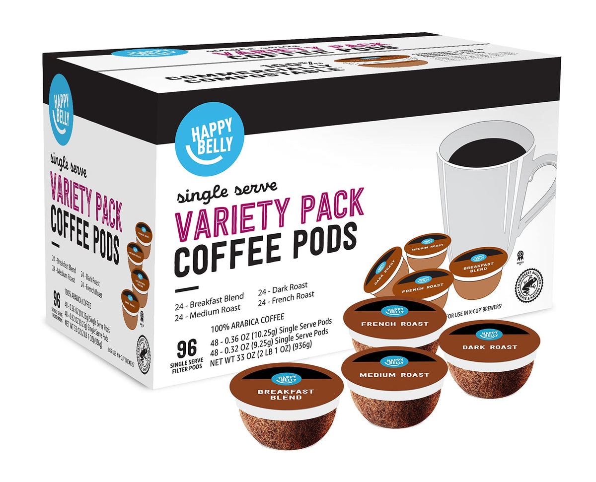 Happy Belly variety-pack box front shows four roasts for tasting sessions