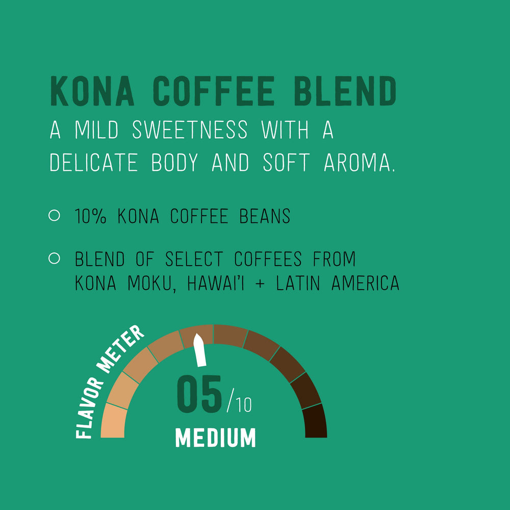 Happy Belly Kona Blend aroma fills the kitchen, inviting a cozy coffee moment.