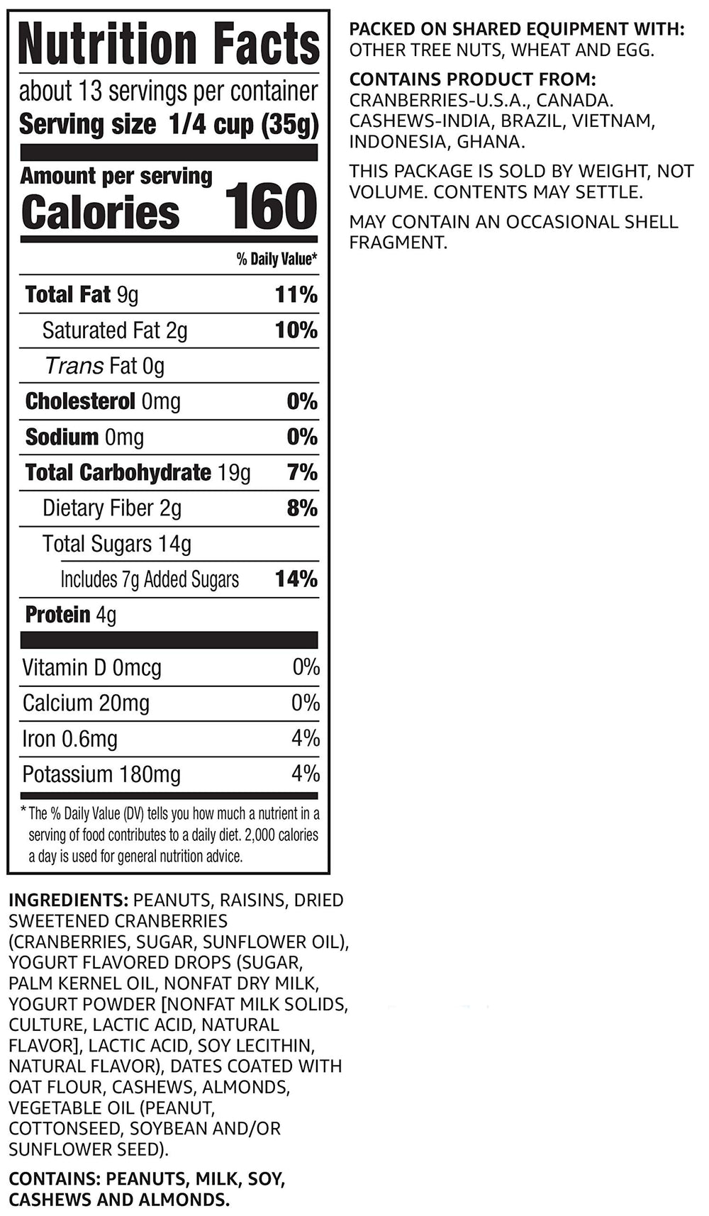 Happy Belly Yogurt Trail Mix with nuts and dried fruit for crunchy chewy texture