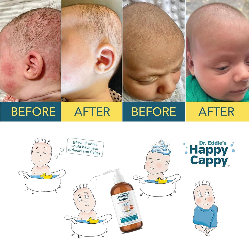 Happy Cappy packaging front showcases 8 oz size and pediatric design.