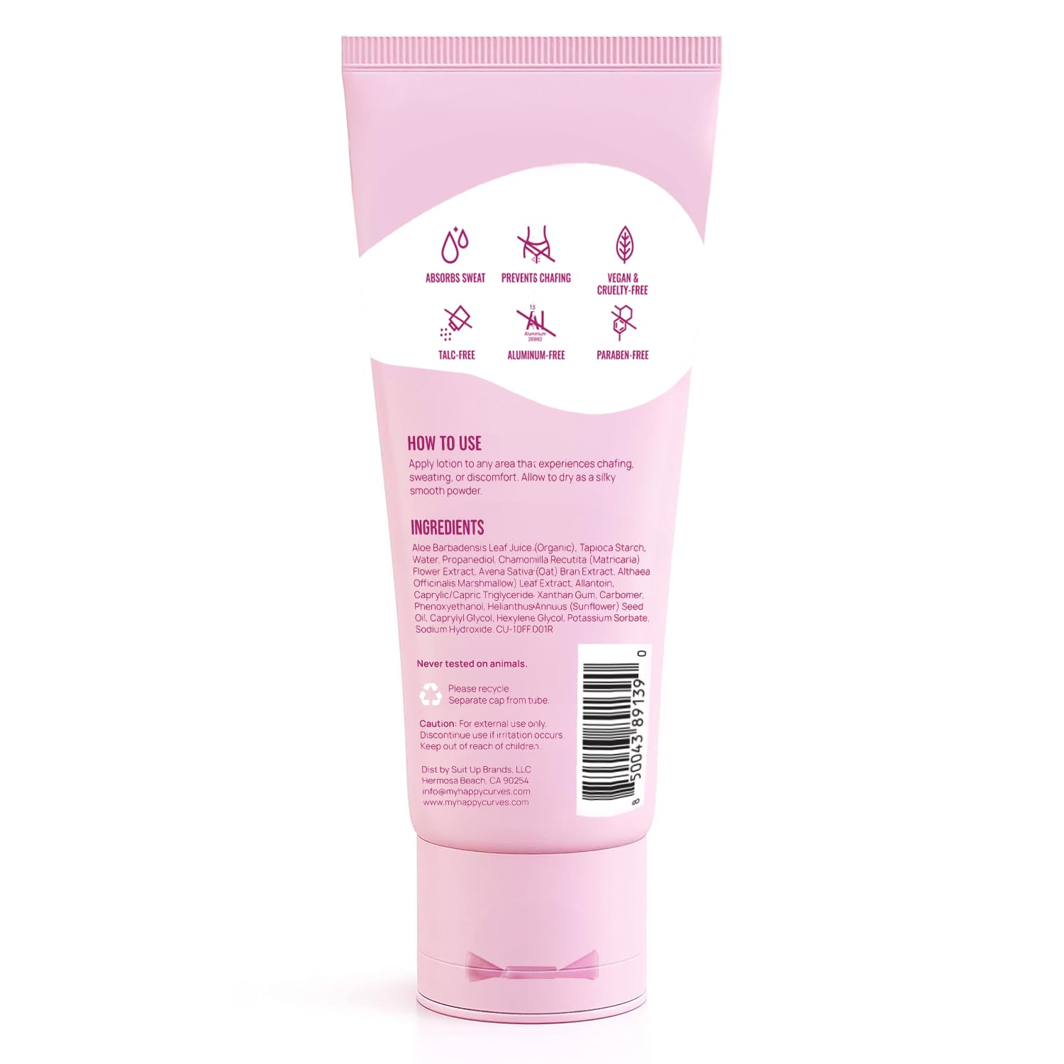 Happy Curves 2.25 oz bottle fits gym bags and trips