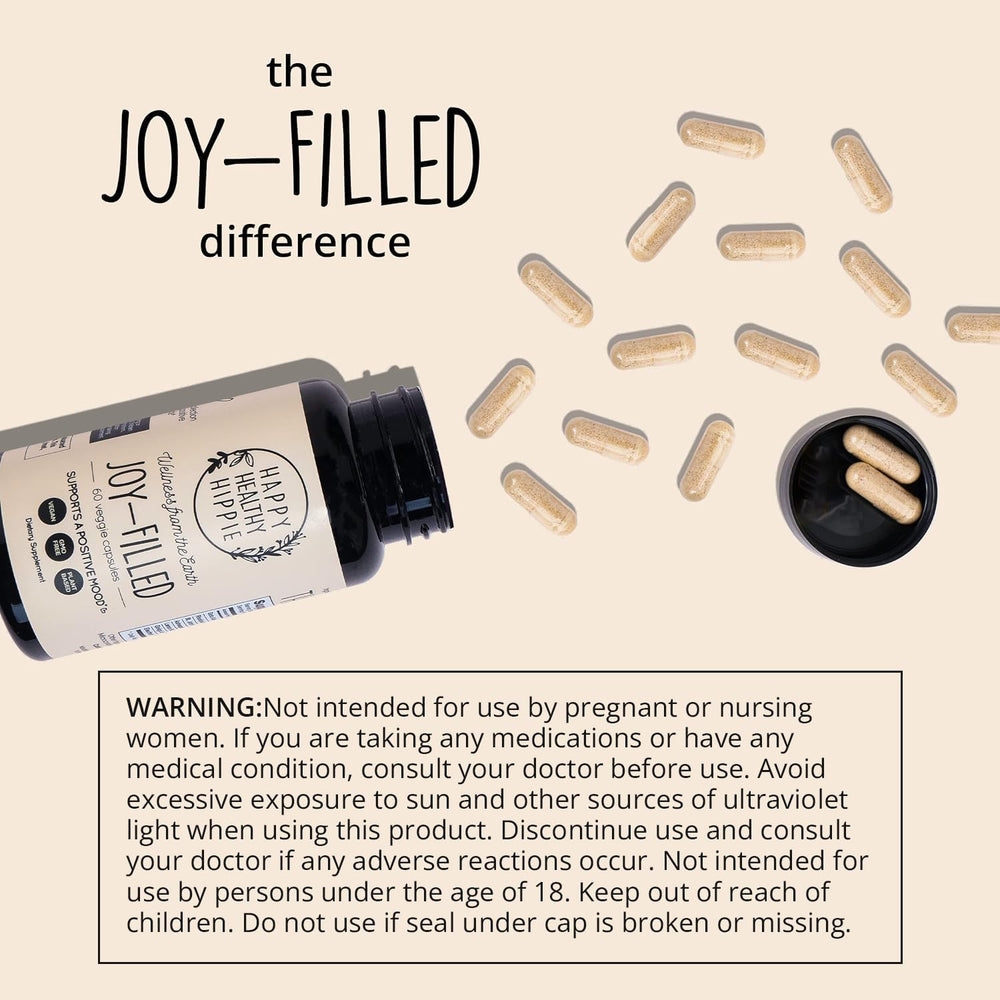 Happy Healthy Hippie Joy-Filled mood herbal ingredients chart suggests 7-herb blend.