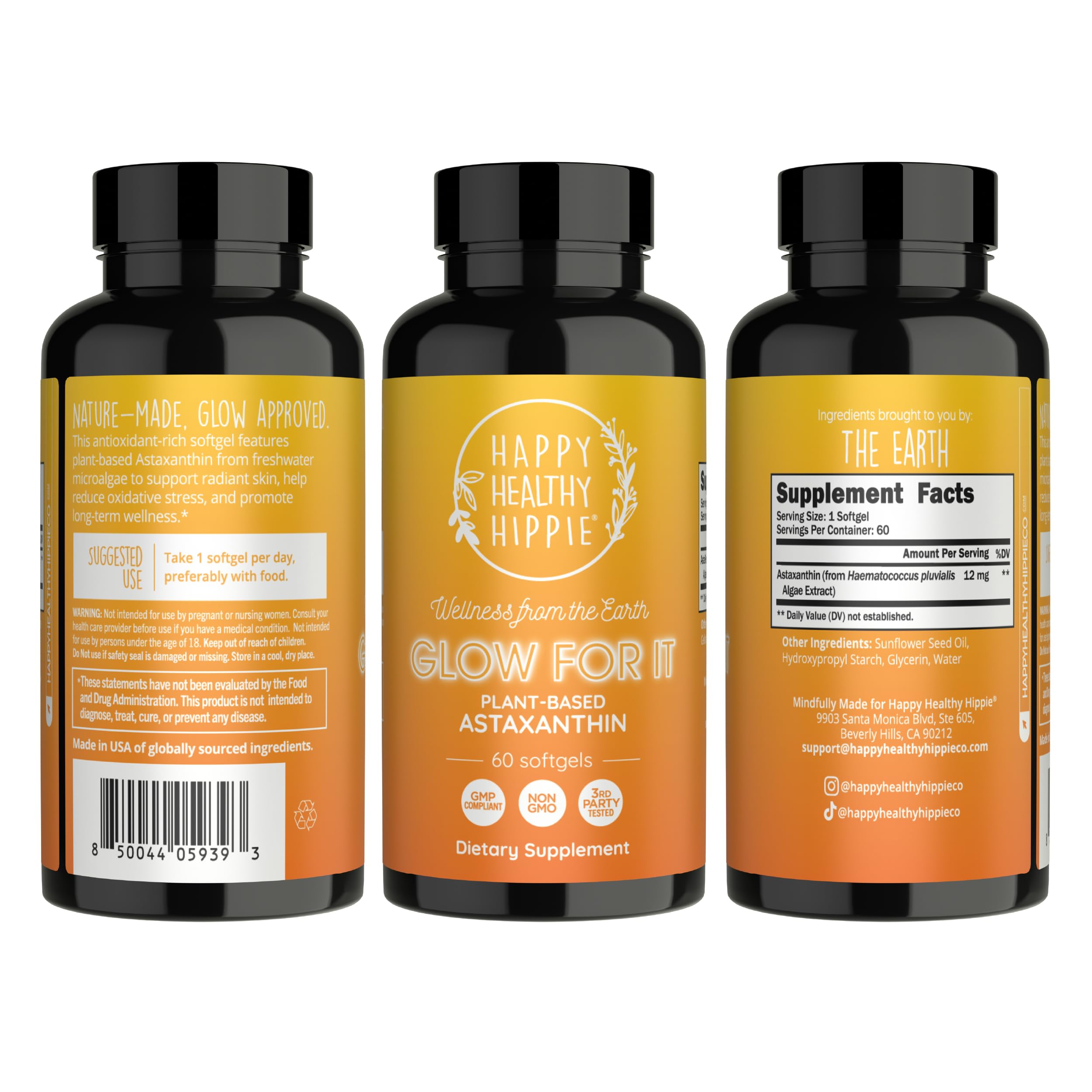 Happy Healthy Hippie third-party purity seal on label