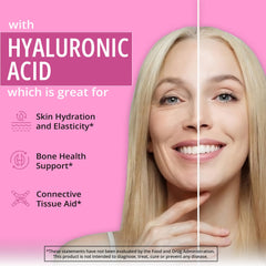 Happy Healthy Hippie vegan collagen builder tablets closeup shows plant-based formula.