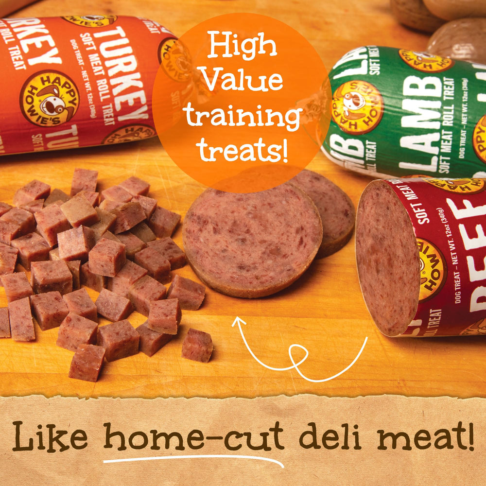 Happy Howie's Soft Meat Roll Treats: sliced portions for customizable rewards