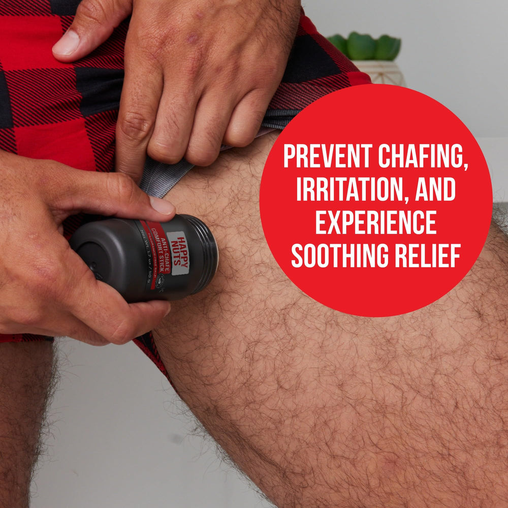 Happy Nuts Anti-Chafe Stick chest area protects skin during training.