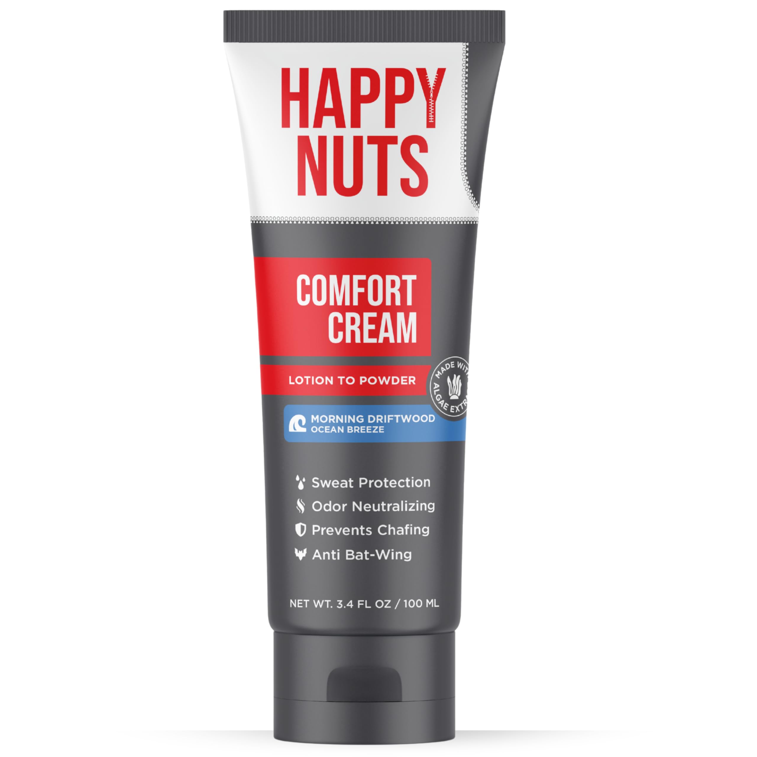 Happy Nuts Comfort Cream Deodorant bottle for daily, aluminum-free protection.