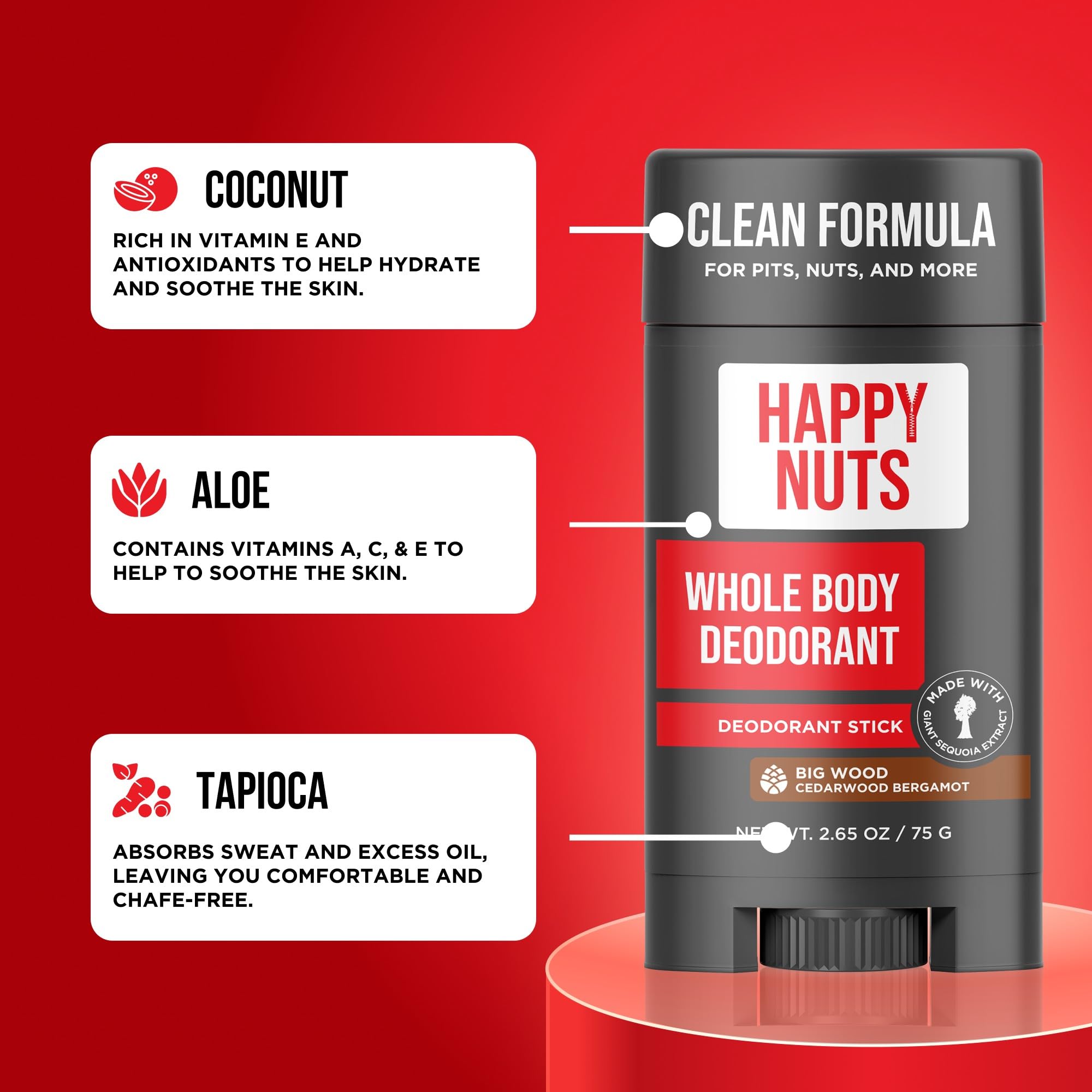 Happy Nuts dermatologist-tested formula with clean ingredients.