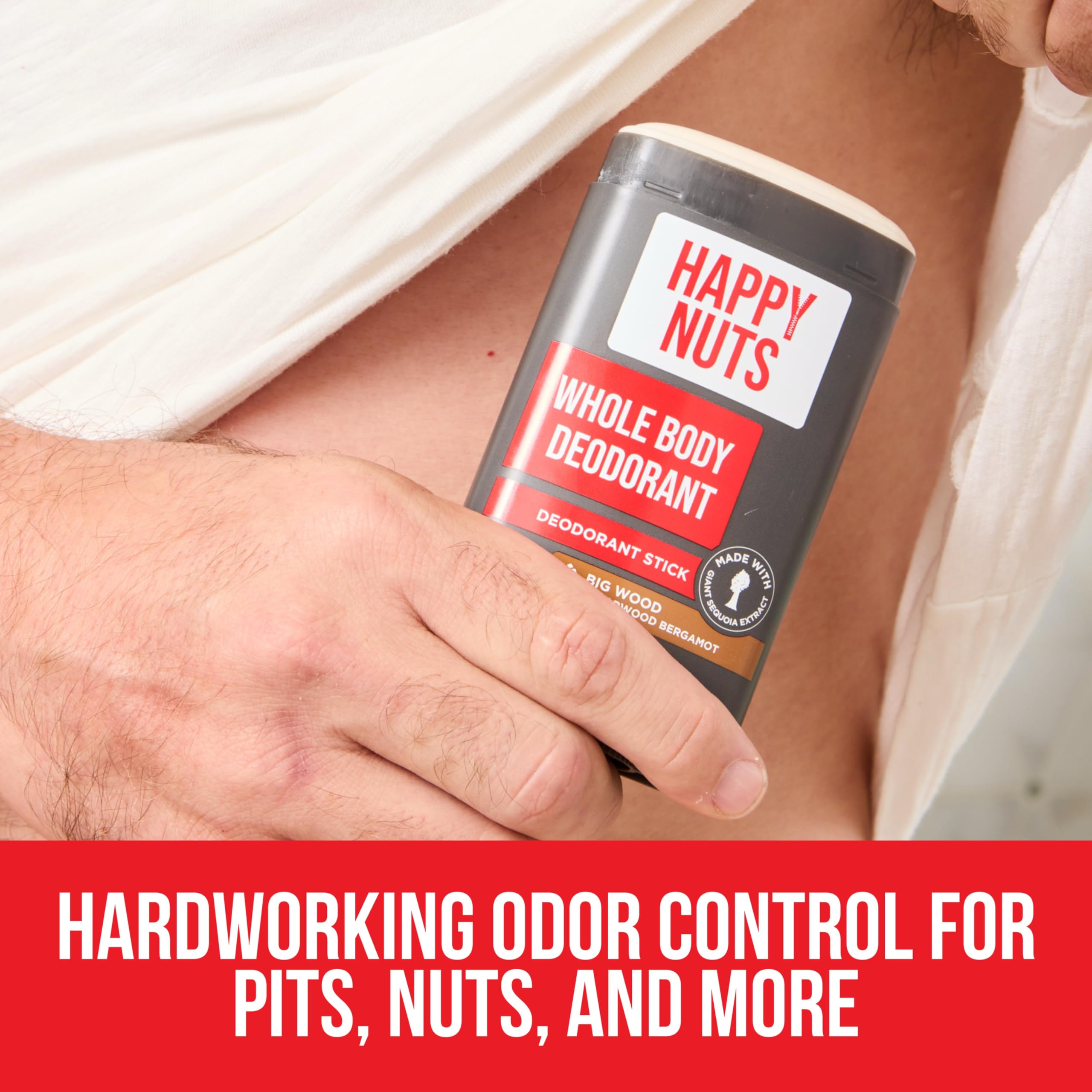 Happy Nuts groin-area use reduces below-the-belt odor throughout the day.