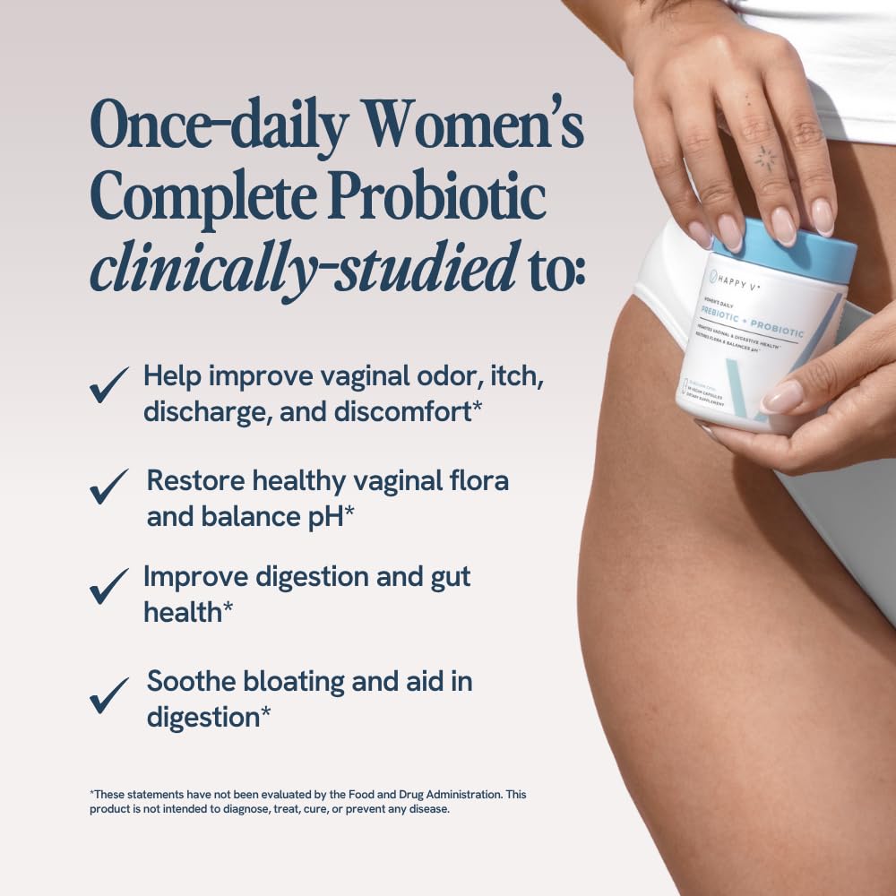 Happy V capsules ready for easy daily use.