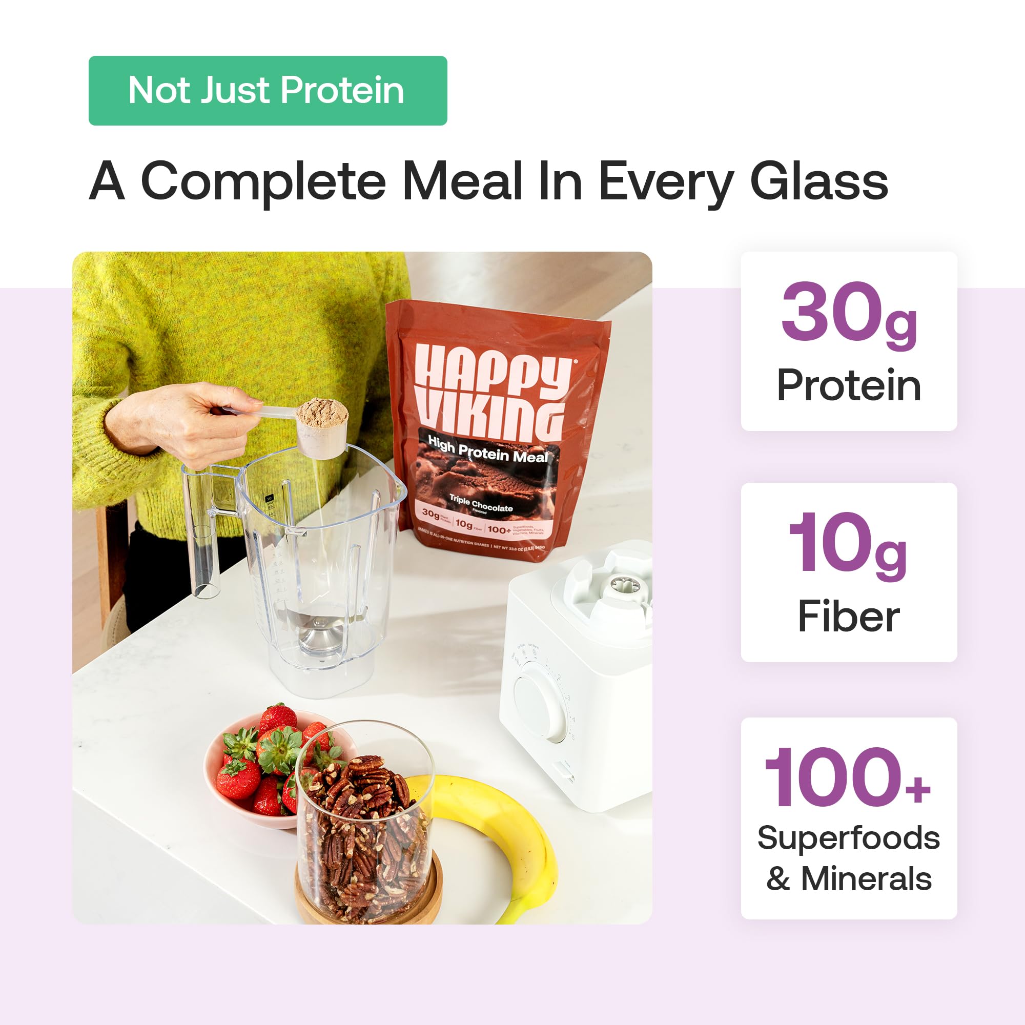 Happy Viking 100+ superfoods blend on label.