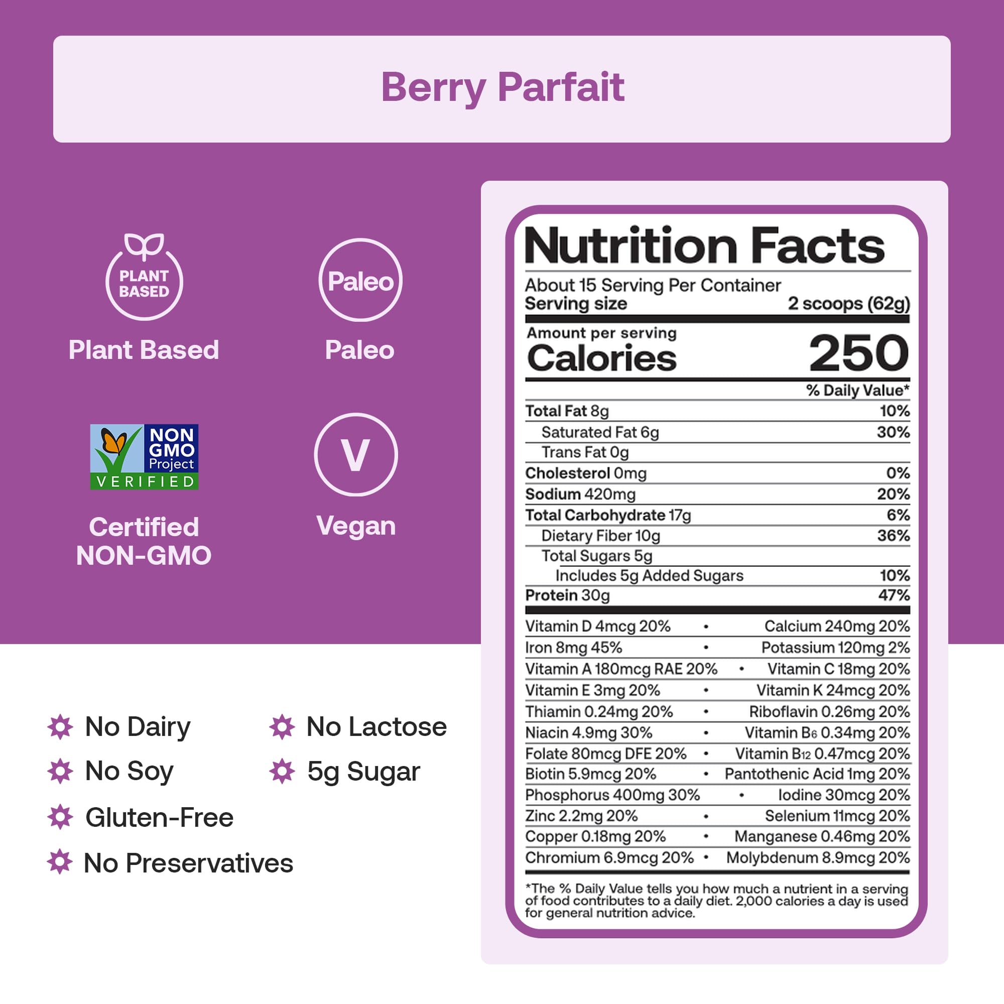 Happy Viking 10g fiber per serving shown on label.