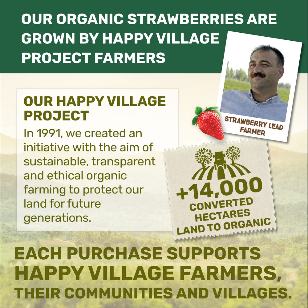 Happy Village packaging emphasizes the sustainable farming story
