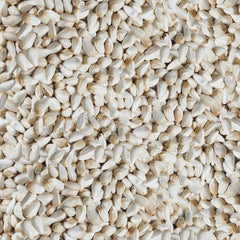 Close-up of Happy Wings safflower seeds showing clean, protein-rich bird nutrition.
